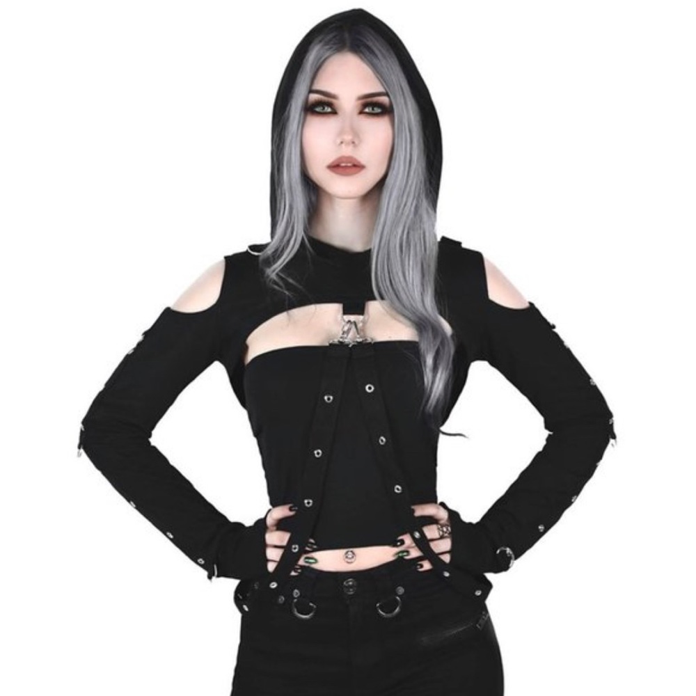 ✨KILLSTAR City in Dust Hood Top✨ super crop long sleeve hoodie
